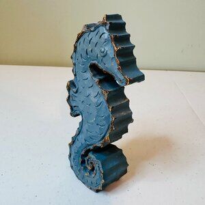 Vintage-Look Blue Seahorse Figurine Shelf Decor Table Decoration Tiered Tray